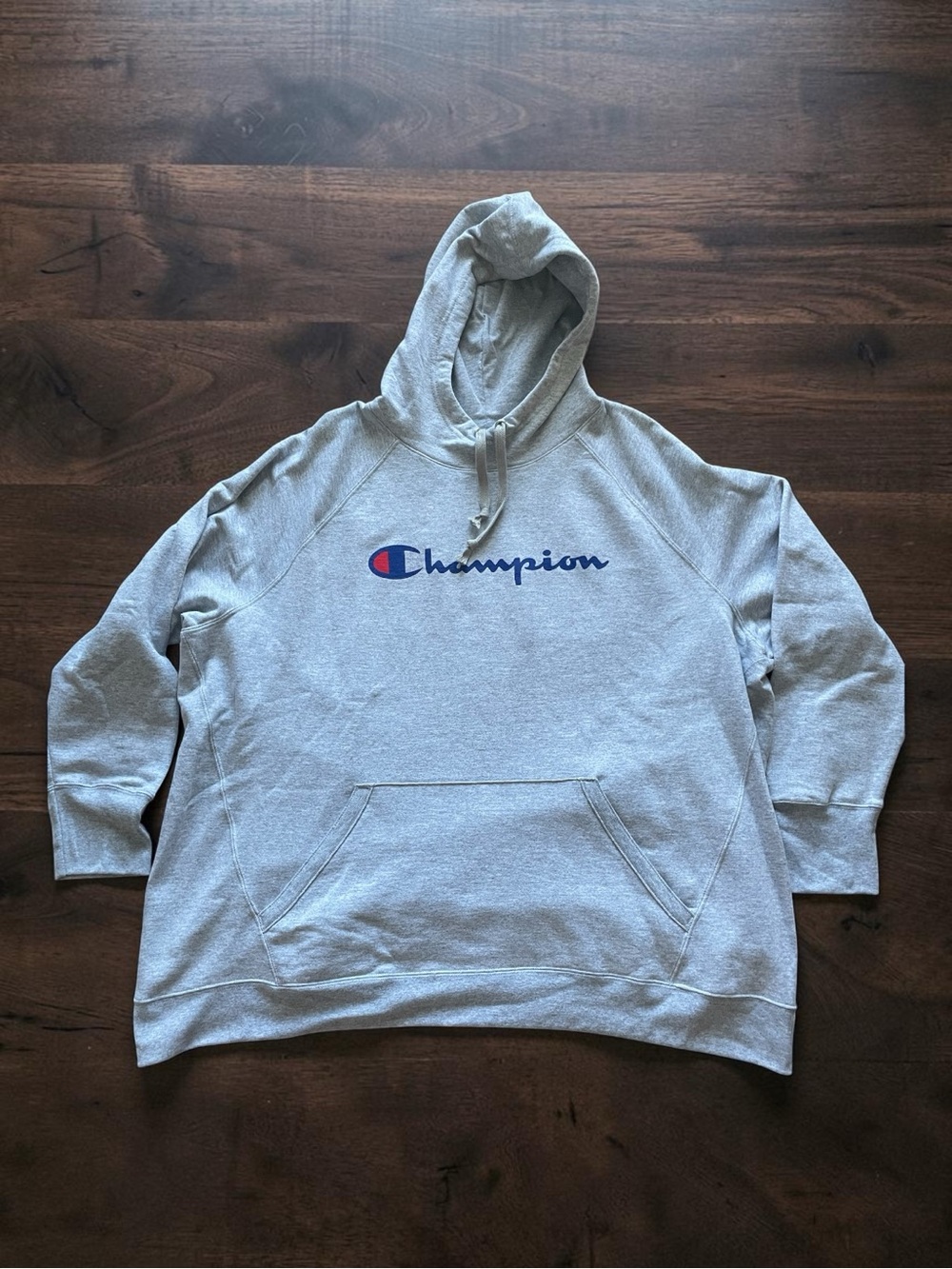 Champion Gray Hoodie with Blue Script and Red Emblem Men’s 4XL NWT